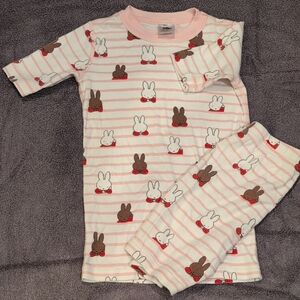 Hanna Andersson Miffy Kids Pajama Set - Pink and Brown Bunny Print